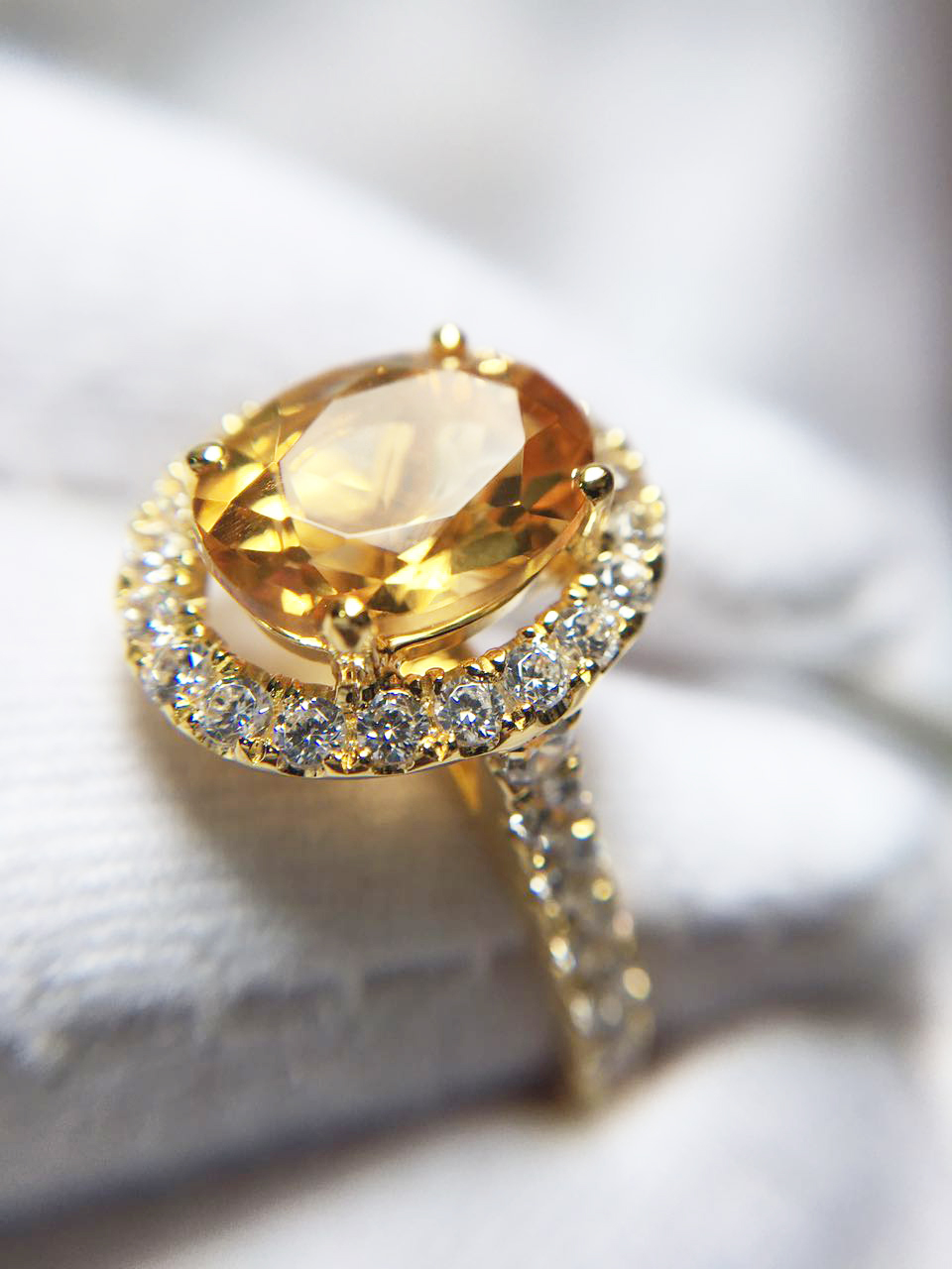 Citrine and lab-grown diamond cocktail ring