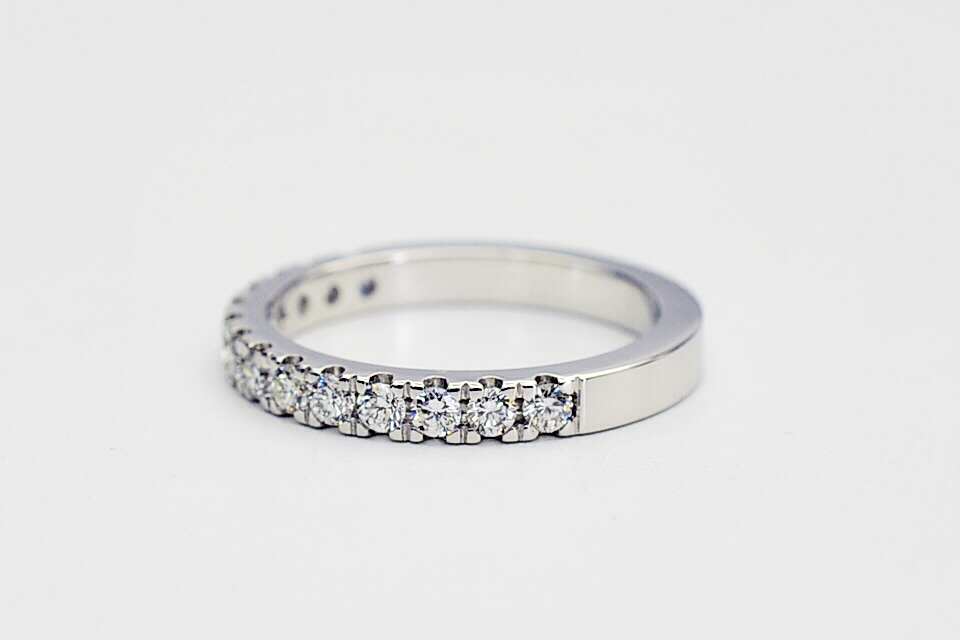 Diamond straight wedding band in platinum