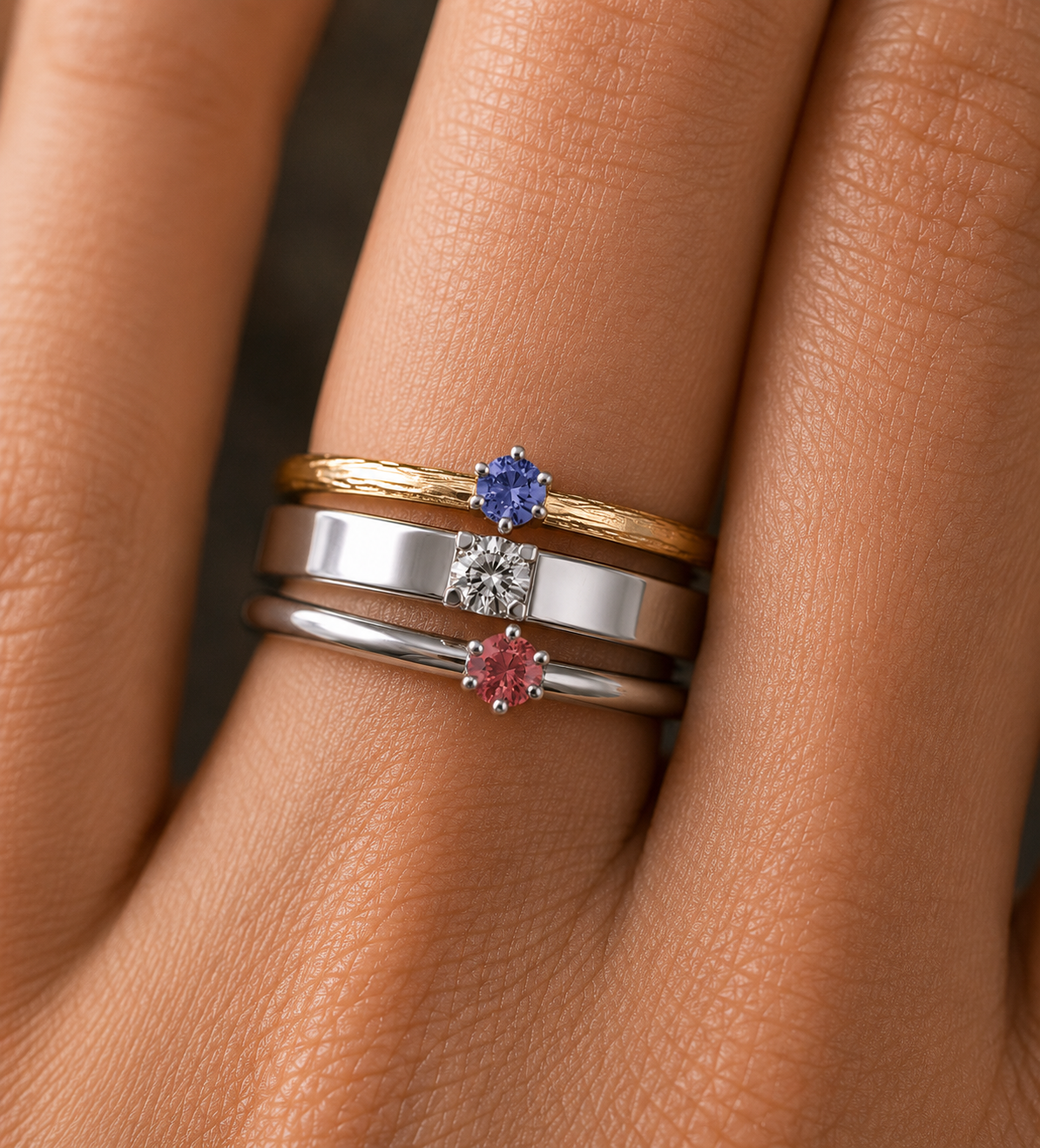 Stackable rings worn together