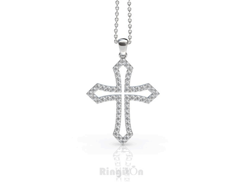 Diamond Cross Pendant Necklace 9K 0.3ct 20.0mm Long CSR179